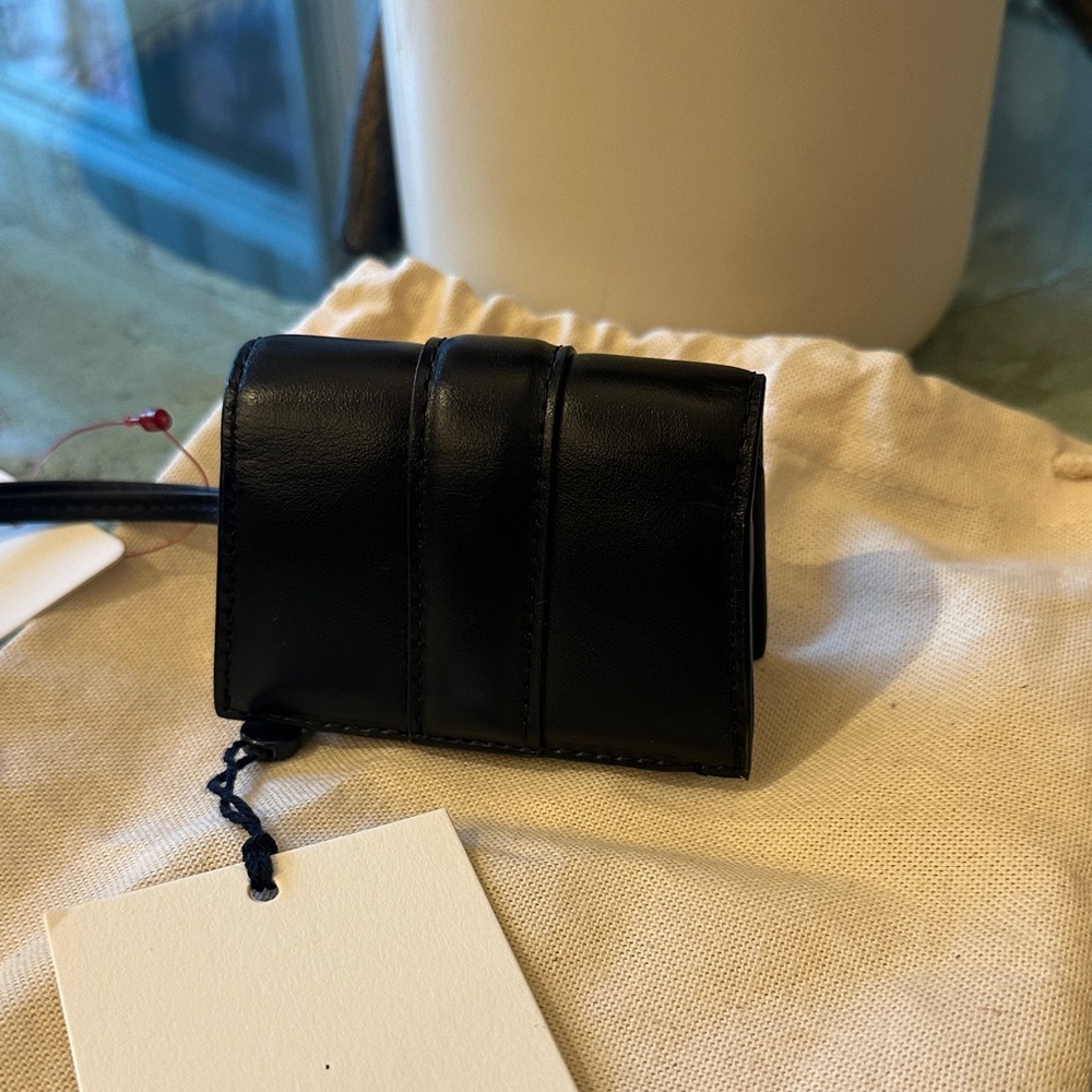 New with Tag! $385 Jacquemus Black Leather Mini Bag Le Porte Bambino Wristlet - Picture 5 of 12